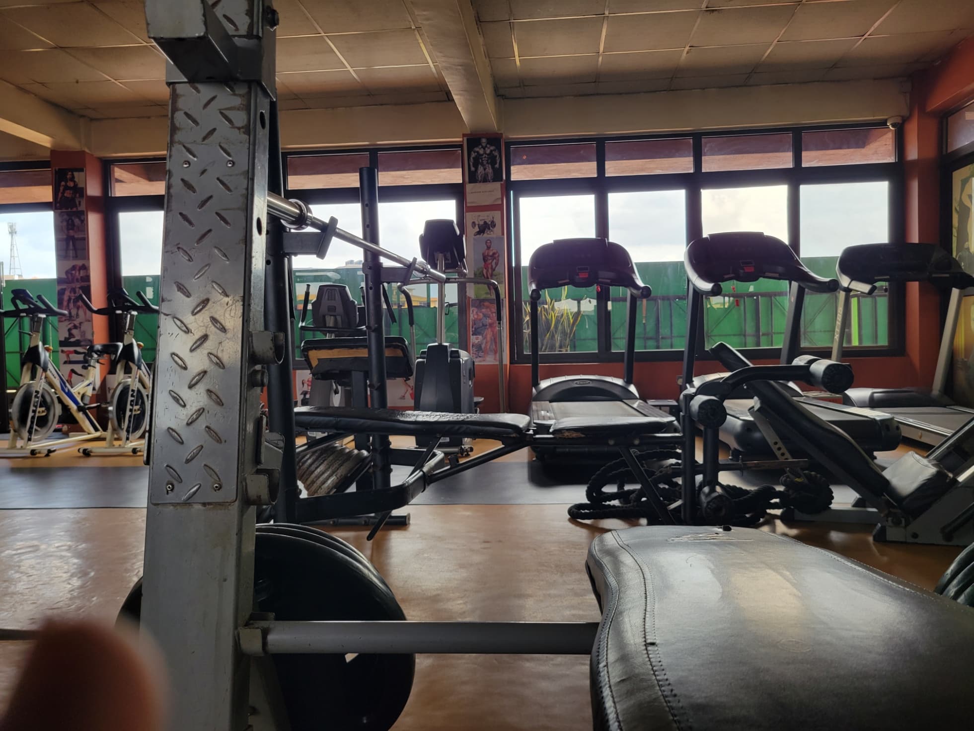 Hotel gym equipment and workout area