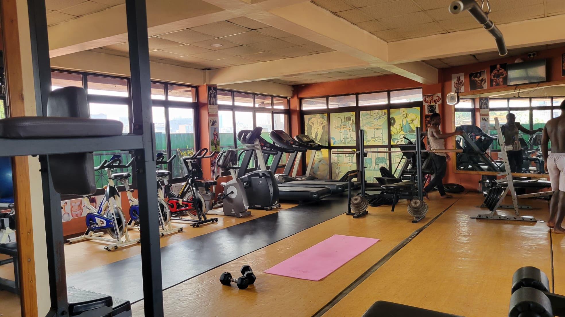 Fitness zone with modern gym machines